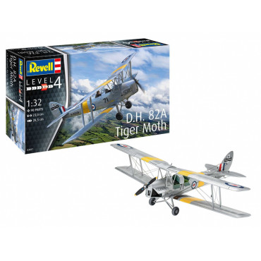 KIT PARA MONTAR REVELL AVIÃO D.H. 82A TIGER MOTH 1/32 90 PEÇAS REV 03827